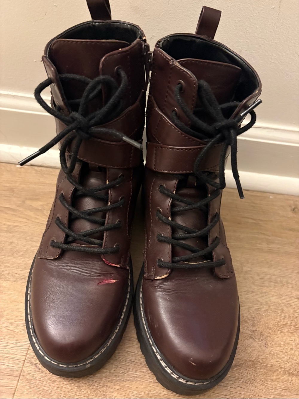 Brown Lace-Up Combat Boots